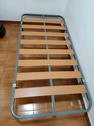 Somier cama 90cm metal y madera