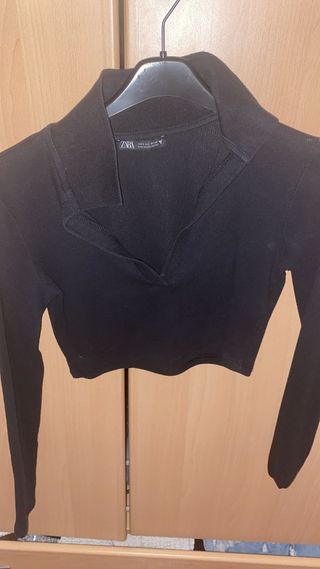 Top Zara Negro Manga Larga Talla S