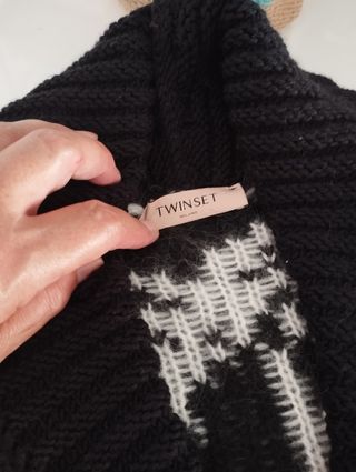 Twin Set Cárdigan Oversize Crema y Negro