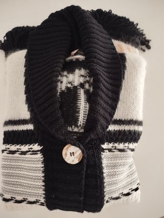 Twin Set Cárdigan Oversize Crema y Negro