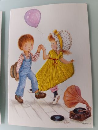 4 Preciosas postales bordadas Coni