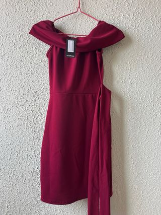 Vestido Boohoo Bardot Fiesta Rojo Talla M
