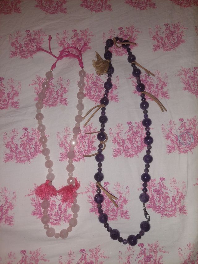 Collares de cuentas amatista  cuarzo rosa