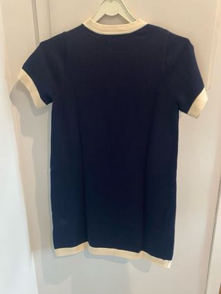 Vestido Zara malha azul/cru