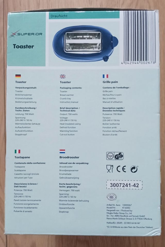 Tostador Superior Azul Nuevo