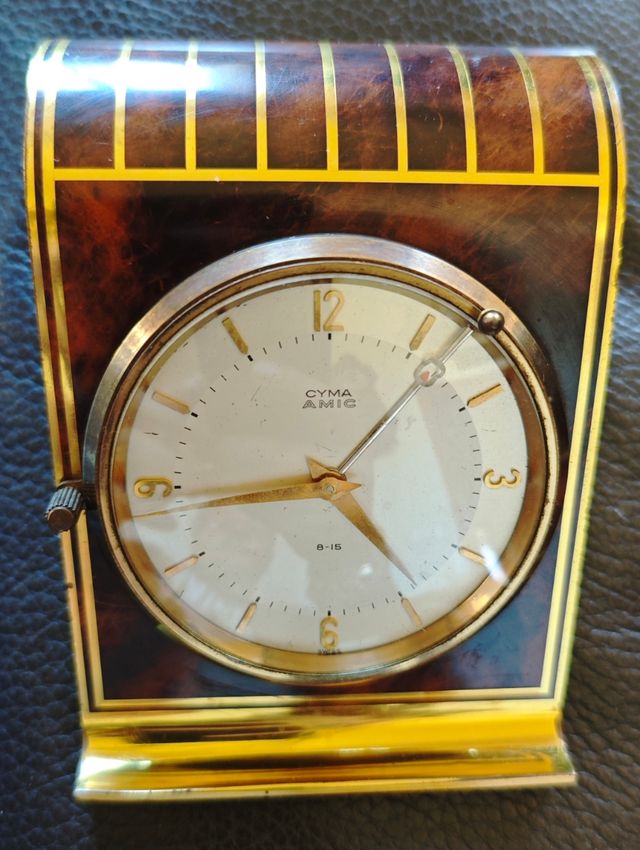 Raro Orologio Sveglia Cyma Amic 8 Giorni 15 Rubini