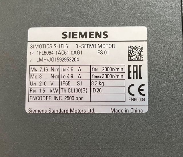 Servomotor Siemens SIMOTICS S-1FL6