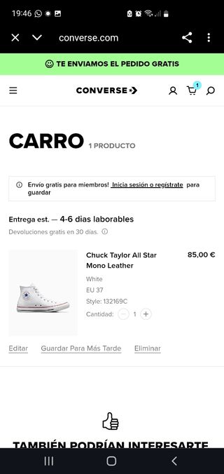 Converse Blancas Talla 37