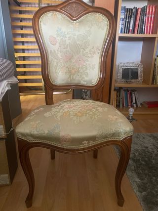 Mesa comedor y 6 sillas madera y cristal