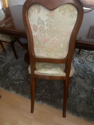Mesa comedor y 6 sillas madera y cristal