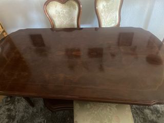 Mesa comedor y 6 sillas madera y cristal