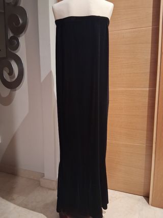 Falda larga negra de punto terciopelo 5maxi y bajo