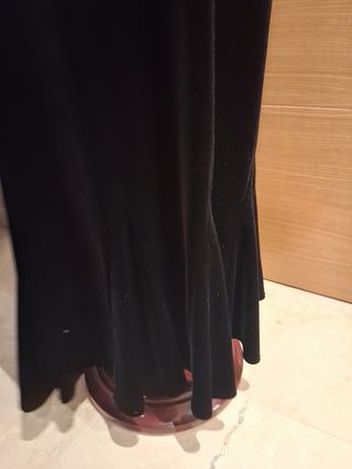 Falda larga negra de punto terciopelo 5maxi y bajo