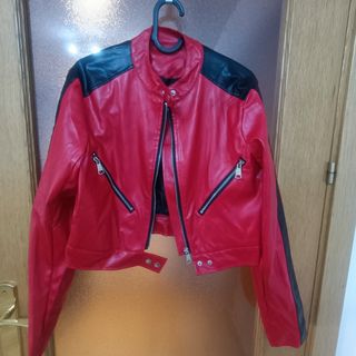 Cazadora Biker Piel Roja