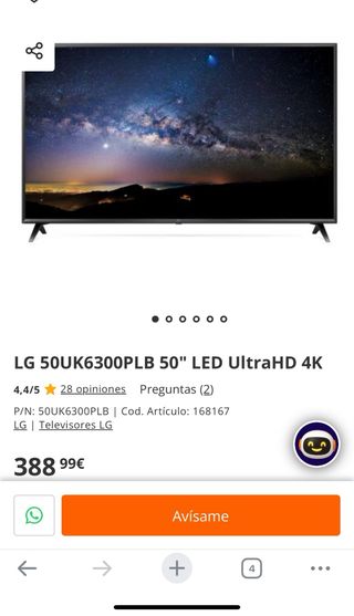 Televisión LG Negra smart TV 50 pulgadas 4k