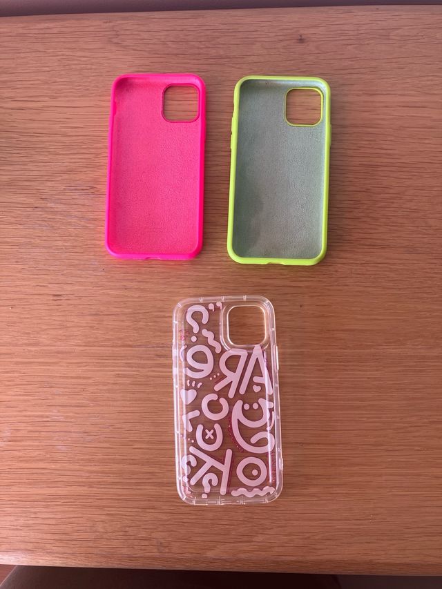 3 Fundas iPhone Apple Rosa y Verde + Transparente