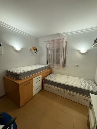 Dormitorio doble juvenil completo madera y tela