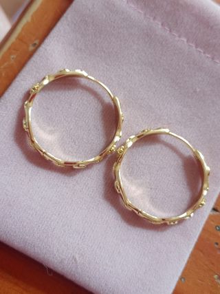 Pendientes aro con circonitas dorados plata