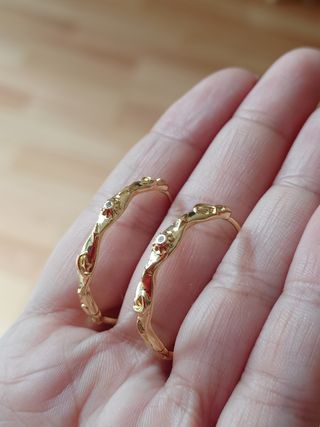 Pendientes aro con circonitas dorados plata