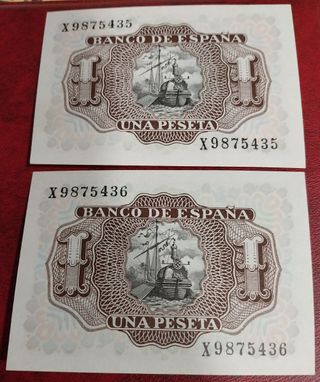 Parejas correlativas billetes 1 peseta 1953