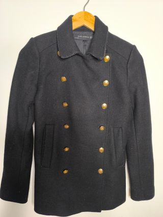 Abrigo Zara Negro Talla XS Botones Dorados