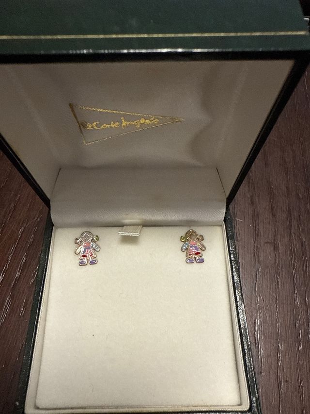 Pendientes niña plata y esmalte El Corte Inglés