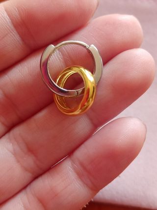Pendientes aro plateado y dorado plata