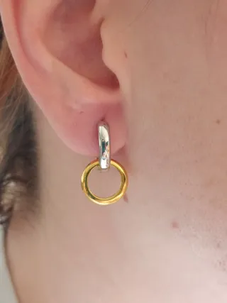 Pendientes aro plateado y dorado plata