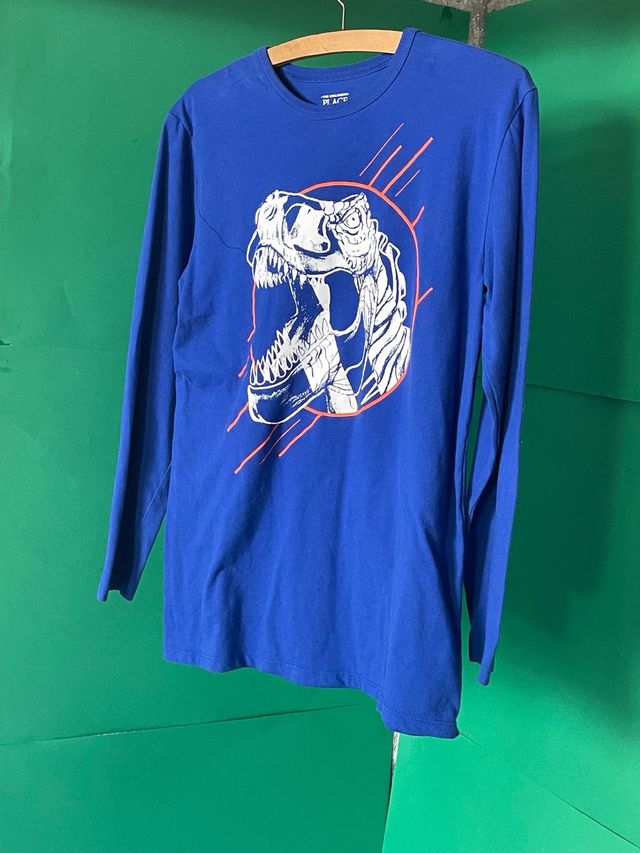 Camiseta The Place Azul Dinosaurio Manga Larga