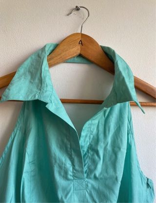 Blusa halter vintage color verde azulado