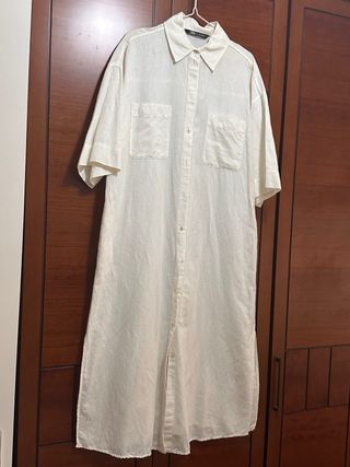 Vestido largo Zara blanco hueso