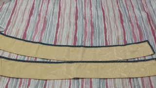 Juego Completo De Cortinas Rayas Doradas y Azules