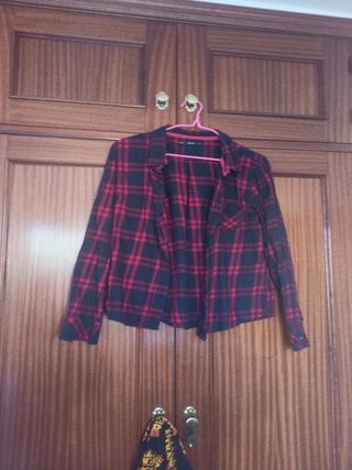 Camisa cuadros roja y negra manga larga