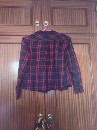 Camisa cuadros roja y negra manga larga