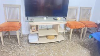 Mueble TV giratorio madera y cristal