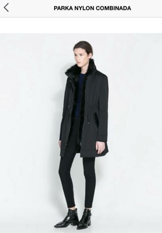 Parka de nylon combinada de Zara
