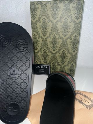 Chanclas Gucci Banda Web Negra Roja Verde