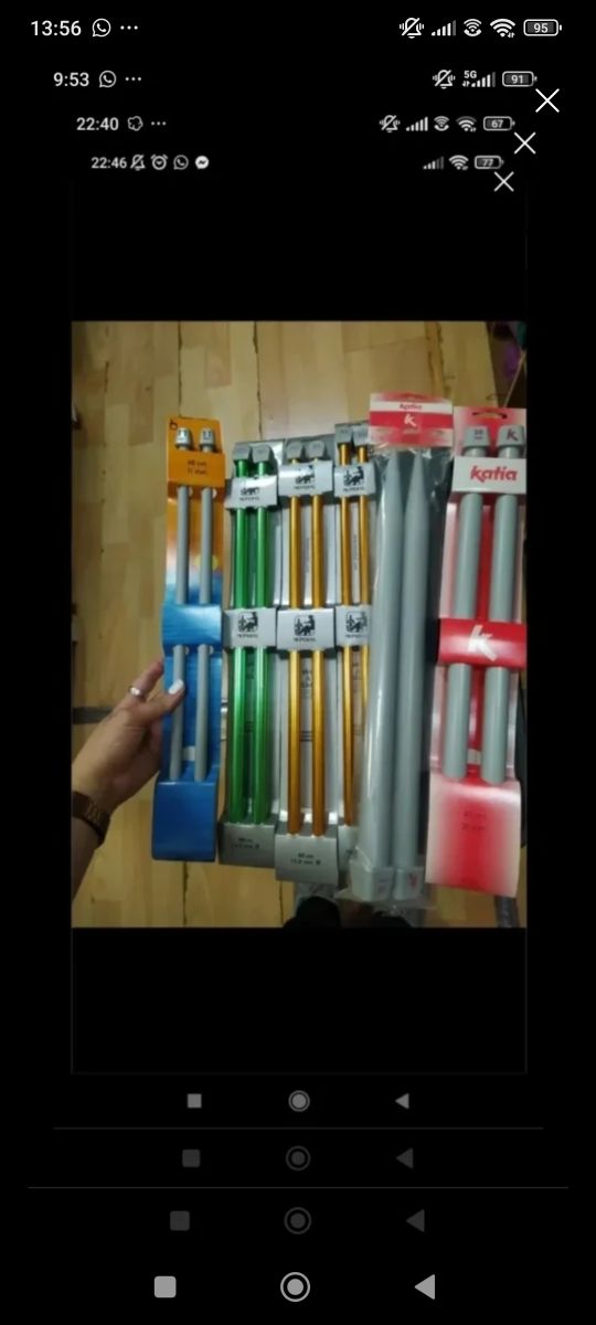 6 pares agujas de tejer NUEVAS