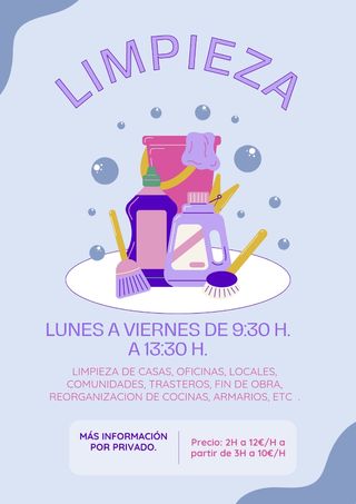 Limpiadora, limpieza, limpiar casas, etc