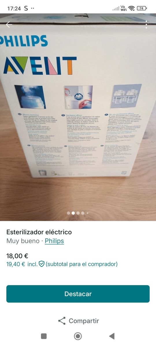 Esterilizador Eléctrico Philips Avent