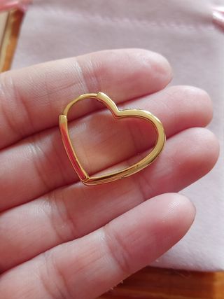 Pendientes aro corazón circonitas dorado plata