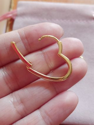 Pendientes aro corazón circonitas dorado plata