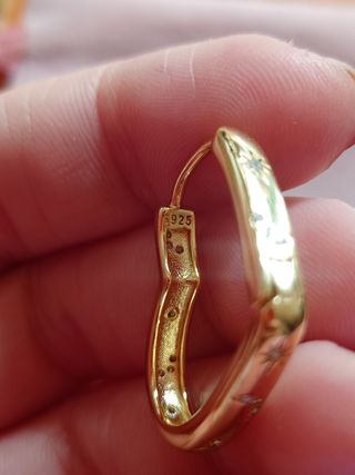 Pendientes aro corazón circonitas dorado plata
