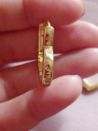 Pendientes aro corazón circonitas dorado plata