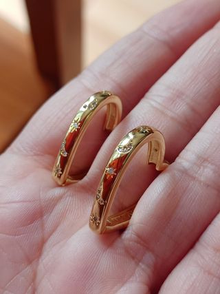 Pendientes aro corazón circonitas dorado plata