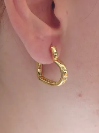Pendientes aro corazón circonitas dorado plata