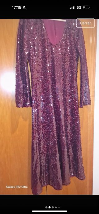 Vestido de fiesta lentejuelas burdeos