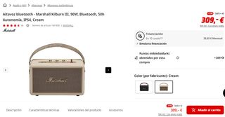 Altavoz Marshall Kilburn III Bluetooth 90W