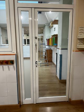 Doble puerta cristal blanca blindada