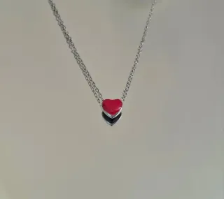 Collar Corazón Plata Ley Rojo